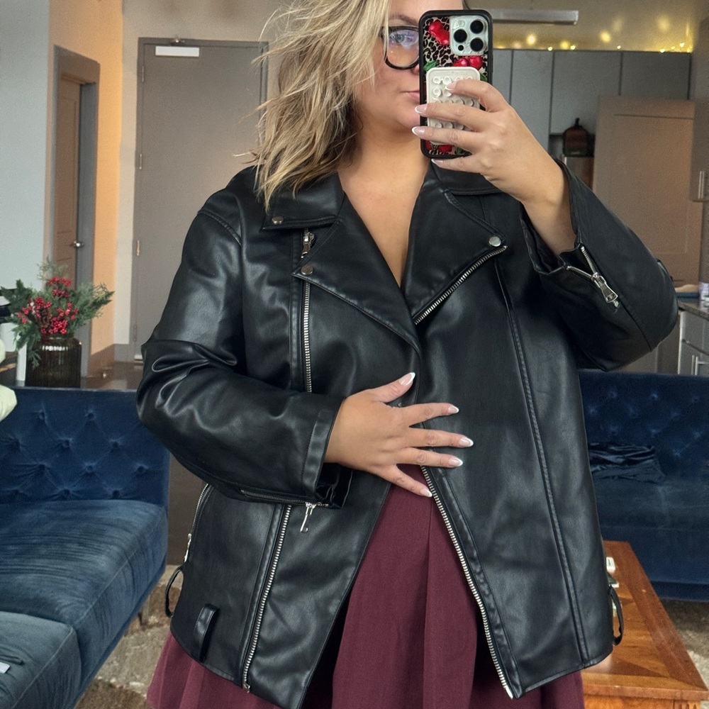 Black faux Leather Women's Jacket